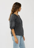 Lovestitch Regina Embroidered Puff Sleeve Button Down Top