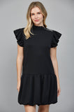 Kary Shoulder Zip Trim Ruffled High Neckline FATE Dress