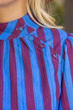 Tricia Side Cover Button Puff Sleeve Stripe VOY Top