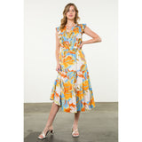 Brittany Flutter Sleeve Tiered Multi Color THML Dress