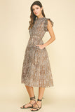 PINCH Daniela Floral Print Tiered Midi Dress