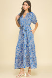 PINCH Harper Damask Print Tiered Maxi Dress