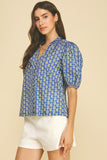 PINCH Noah Paisley Print V Neck Blouse