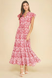PINCH Amber Mosaic Tile Print Tiered Maxi Dress