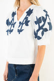 THML Stephanie Puff Sleeve Floral Embroidery Top