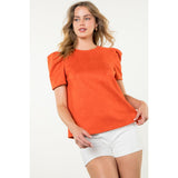 Clementine Puff Sleeve Suede THML Top-SALE