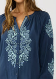 Lovestitch Stacey Embroidered Long Sleeve Button Down Top