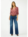Lovestitch Selma Long Sleeve Embroidered Pintuck Blouse with Lace Trim