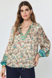 Delia Paisley Long Sleeve with Self Tie Current Air Blouse