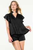 Tracy Flutter Sleeve Button Up THML Top