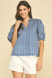 PINCH Noah Paisley Print V Neck Blouse