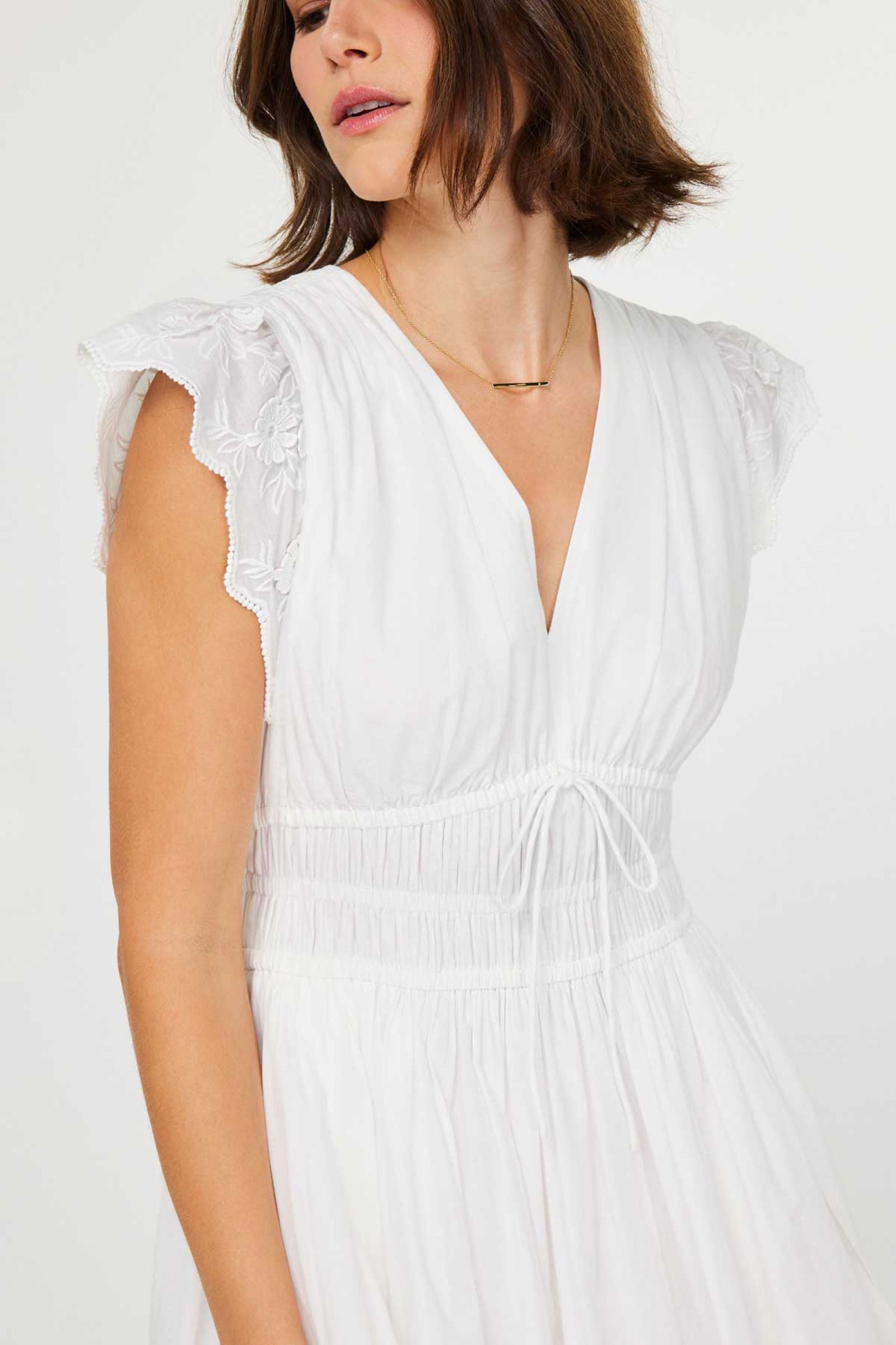 Leia White Flutter Sleeve Midi Current Air Dress SALE XS