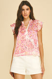 PINCH Deven Paisley RuffleSleeve Blouse