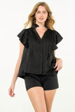 Tracy Flutter Sleeve Button Up THML Top