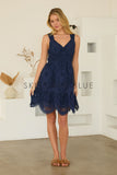 Nicole Scalloped Hem Eyelet Skies are Blue Dress