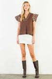 THML Geneva V Neck With Stitching on Sleeve Top