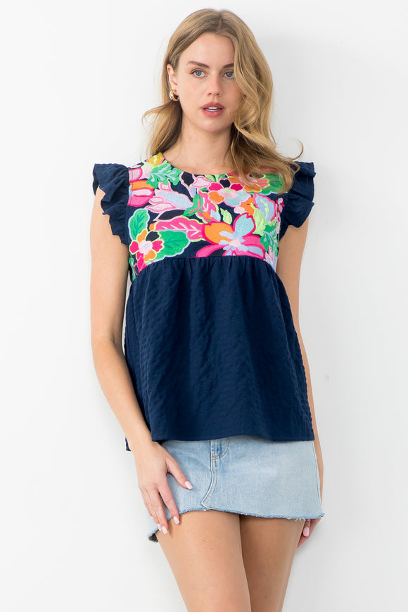 Scarlett Embroidered Textured THML Top