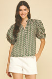 PINCH Jaylan Paisley Print V Neck Blouse
