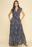PINCH Caroline Abstract Print Tiered Maxi Dress