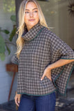 Madelyn Cowl Neck Contrast Binding Detailed Houndstooth VOY Poncho