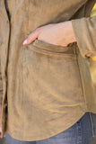 Ayla Collared Button Down Solid Suede VOY Jacket