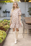 Adley Floral Jaquard Puff Sleeve VOY Dress