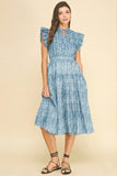 PINCH Sophia Floral Print Tiered Midi Dress