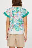 Ellie Floral Short Sleeve Current Air Top