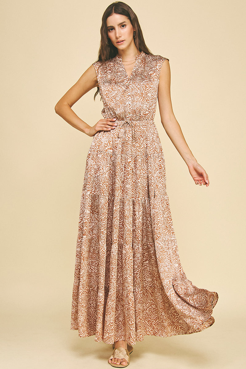 Pinch Kayla Print Tiered Maxi Dress M