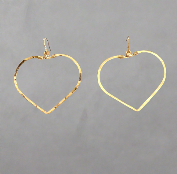 Bella Hammered Gold Heart Earrings