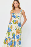 Sandy Floral Print Sleeveless Tiered Midi Current Air Dress