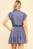 Mayra Button Down Tiered Mini PINCH Dress