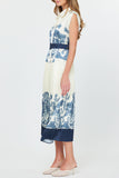 Estela Navy Button Down Midi Current Air Dress