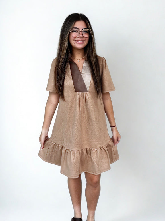 Grace Short Sleeve Suede THML Dress