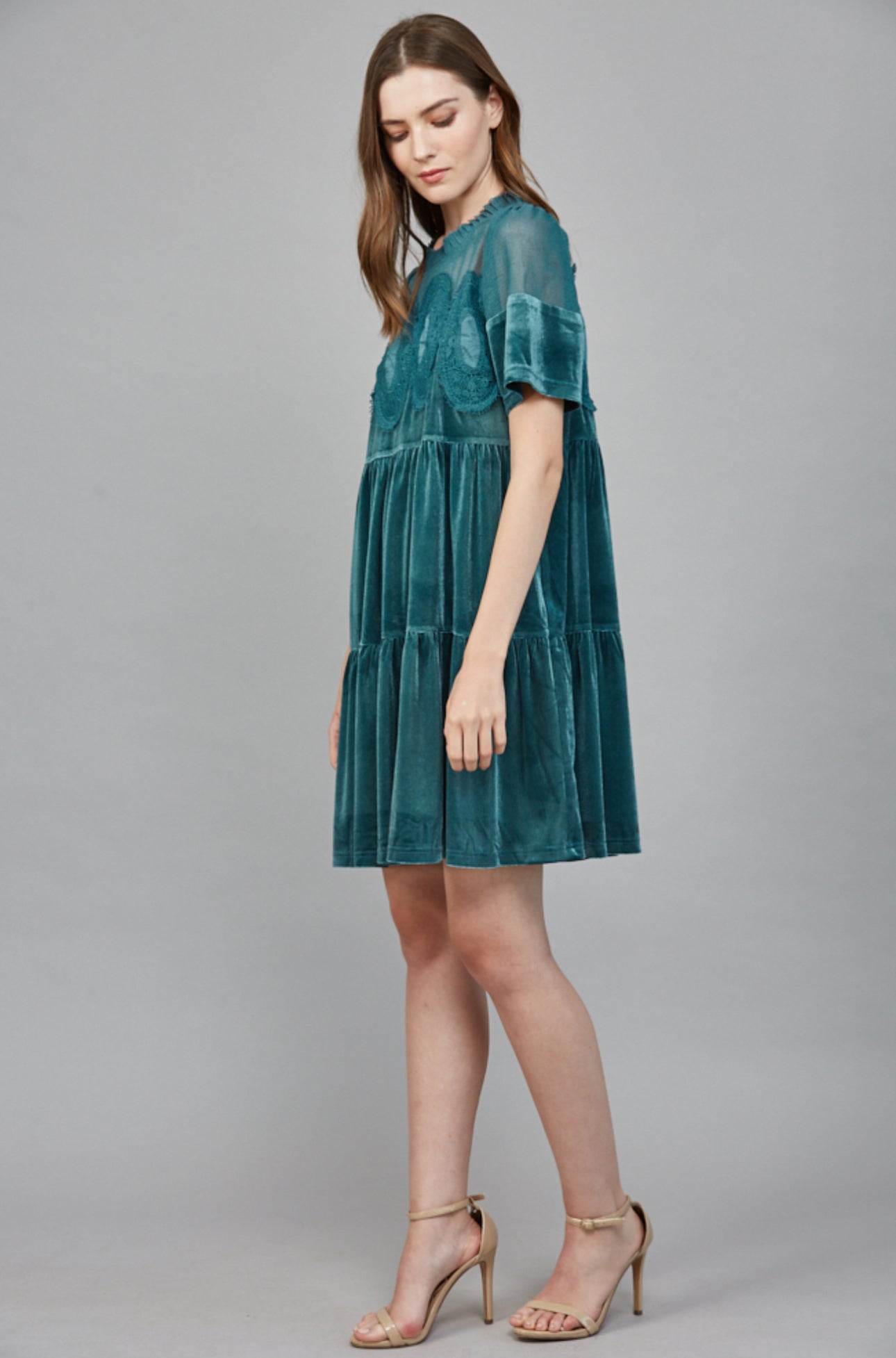 chinese dress ladies Sarah Lace Detail Velvet Fate Dress- Sale S