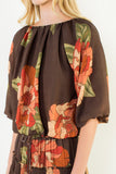 THML Victoria Floral Print Top with Bubble Hem
