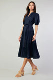 Renee Navy Pleated Midi Current Air Dress