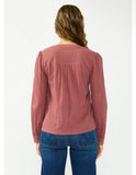 Lovestitch Selma Long Sleeve Embroidered Pintuck Blouse with Lace Trim