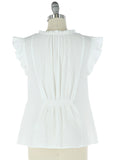 Eva White Ruffle Keyhole Neck Skies are Blue Top