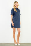 THML Gracie Collared Short Suede Solid Dress