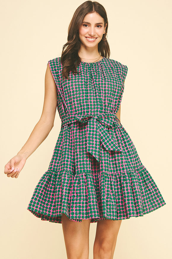 green polka dot mini dress Pia Polka Dot Tiered Mini Dres