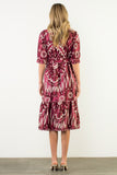 Aliana Long Sleeve Print Tiered THML Dress