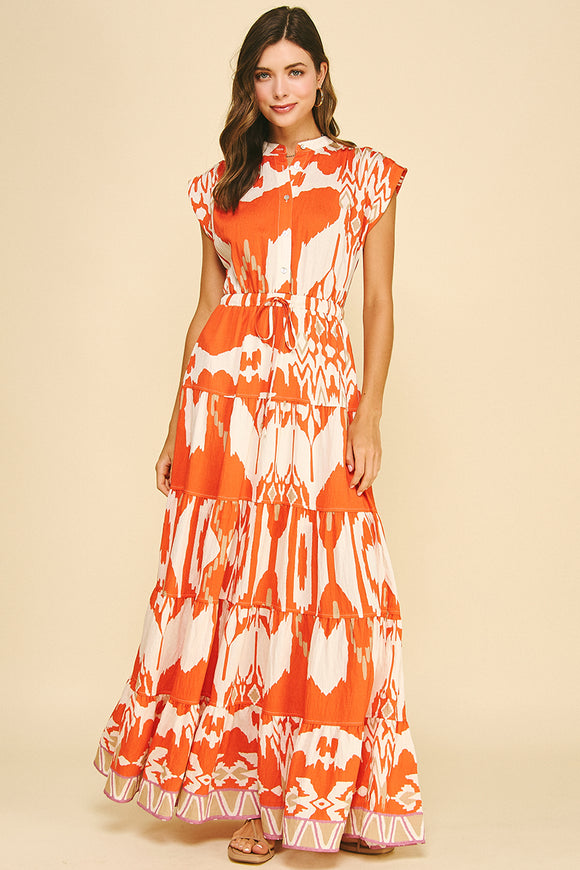 Pinch Geometric Maxi Dress ORANGE S Pinch Geometric Maxi Dress ORANGE S