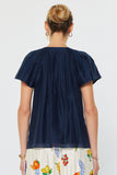 Sasha Navy Flutter Sleeve Current Air Blouse