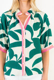 THML Coryelle Puff Sleeve Geometric Print Top