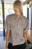 Toni Trellis Trimmed Crushed Velvet Bubble Sleeve VOY Top
