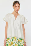 Eilijah Ivory Flutter Sleeve Current Air Blouse