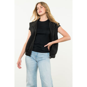 Moira Striped Texture Zip Up THML Vest