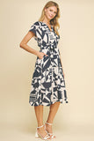 Marissa Navy Print Tiered Midi PINCH Dress