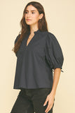 PINCH Paula Puff Sleeve With Self Tie Detail Blouse